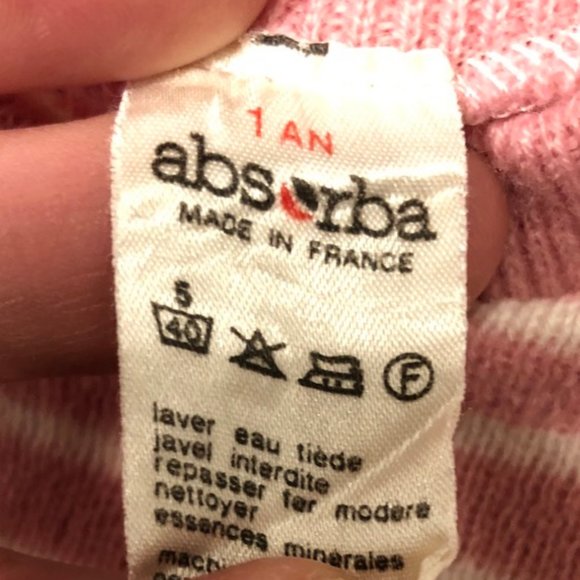 Absorba FRENCH vintage baby Breton Nautical stripe pink boating sweater … - Picture 2 of 3